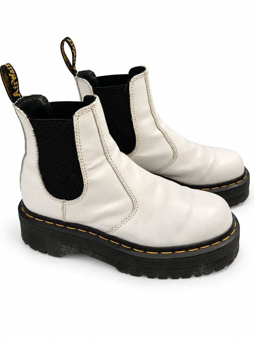 Dr. Martens 2976 Quad White Leather Platform Chelsea Boots UK 5 US M 6 / W 7